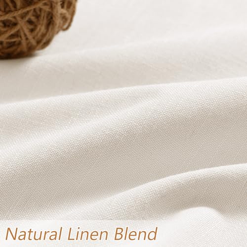 Ivory 100% Blackout Curtains 84 Inch Length 2 Panels Set for Living Room Bedroom Back Tab Thermal Insulated Black Out Linen Drapes Room Darkening Window Curtains 84 Inches Long (Ivory / 52"W x 84"L (Pack of 2))