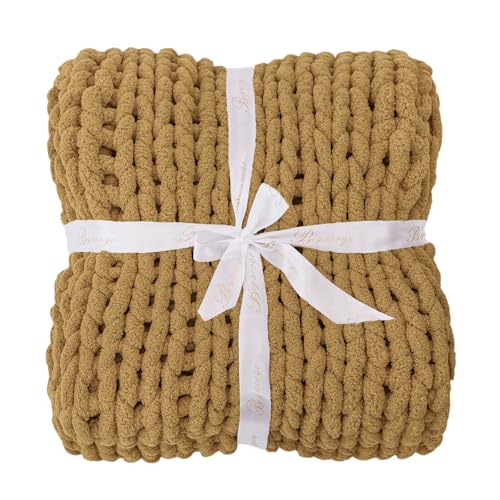 Chunky Knit Throw Blanket for Couch (Goldenrod / 40"x80" (Special Size Throw))