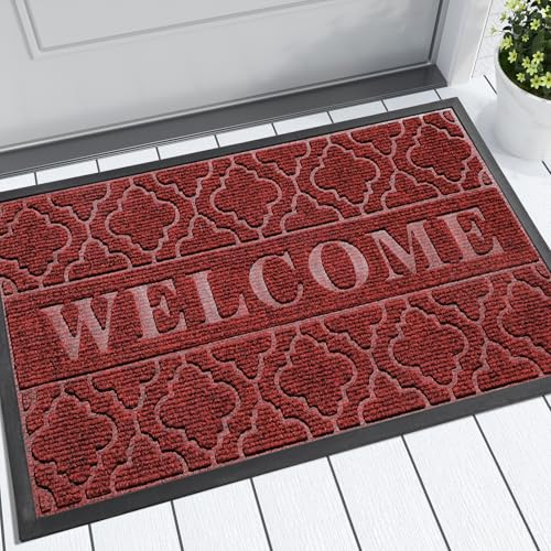 Large Welcome Door Mat (36x24 Inch / Black Red)