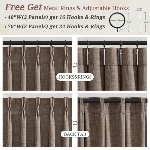 Dark Brown Pinch Pleated Semi Sheer Living (Darkbrown / 40"W x 84"L (Pack of 2))