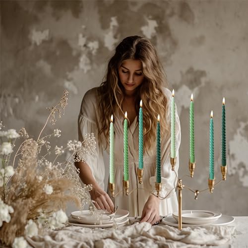Colored Taper Candles Spiral Candle Sticks for Religious and Spiritual Settings (E-12 Colored)