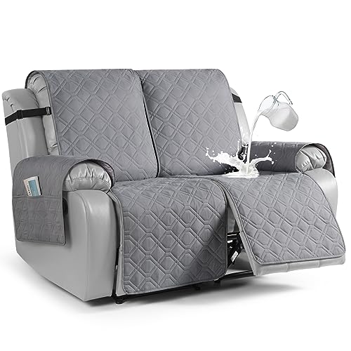 Waterproof Recliner Couch Covers Washable (Light Gray / Oversized 2 Seater)