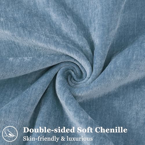 Chenille Blue Grey Velvet Throw Pillow Covers 12x20 Set of 2 (Blue Grey / 20" x 12" (Pack of 2))
