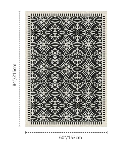 Washable 5x7 Area Rugs for Living Room Modern Abstract Rug (Obsidian / 5' x 7' (Rectangular))