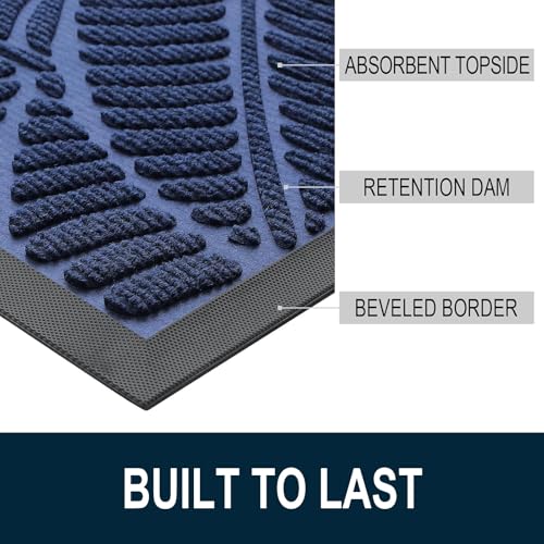 Waterproof Front Doormat (Navy / 29.5" X 17")