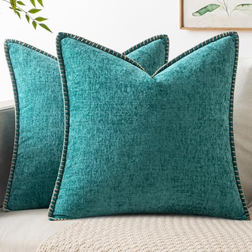 Decorative Couch Throw Pillow Covers 18x18 Inch Teal 2 Pack (Teal / 18" x 18" (Pack of 2))