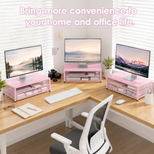 2 Tier Computer Monitor Stand Riser (Pink / 2-tier)