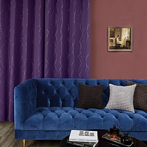 Living Room Curtains 45 Inches Long (Purple Grape/Wave Dots / 38"W x 45"L (Pack of 2))