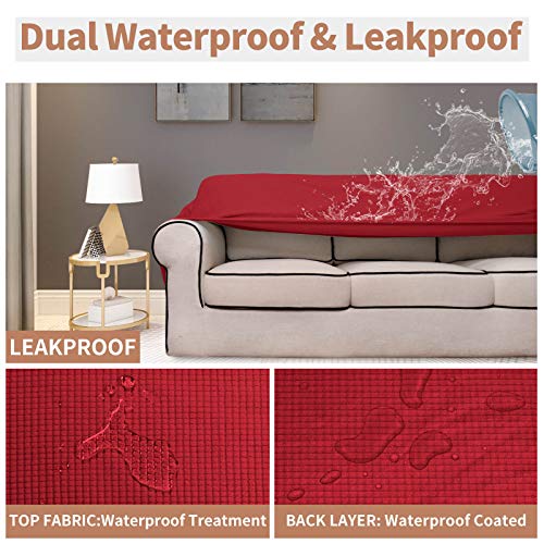 100% Waterproof Couch Cover (Christmas Red / Oversized Sofa)