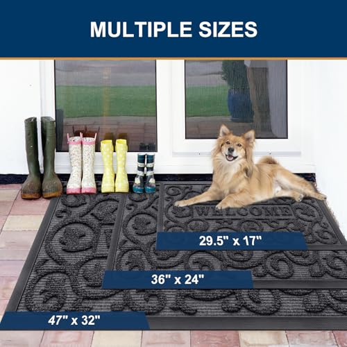 Front Door Mat Outside Entrance (Grey / 29.5" X 17")