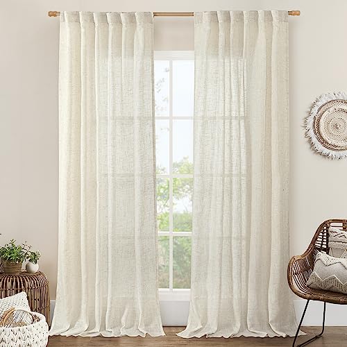 102 inch Long Linen Curtains 2 Panels for Living Room Bedroom (Natural / 52"W x 102"L (Pack of 2))