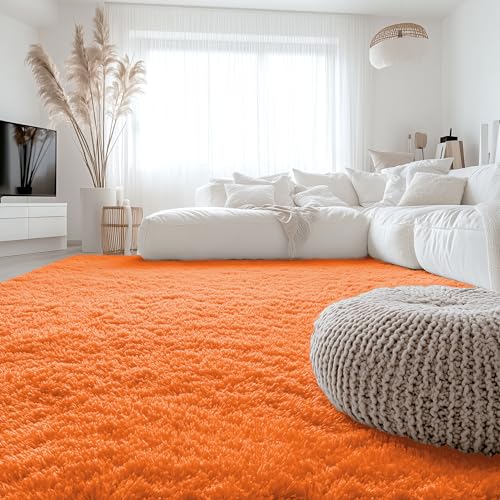 8x10 Machine Washable Large Area Rugs for Living Room (8x10 Ft / Orange)