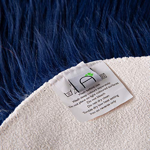 Ashler Faux Fur Rug (6' x 2'2" (Rectangular) / C-navy Blue)