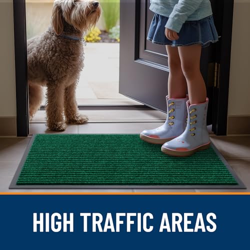 2 Pack Front Door Mats 47x32 (Green / 47" x 32")