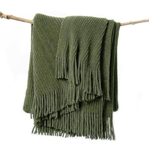 Throw Blanket for Couch (C-dark Green / 50*60'')