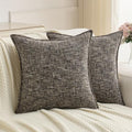 Pack of 2 Tweed Chenille Throw Pillow Covers 18x18 Inch (Coffee / 18" x 18" (Pack of 2))