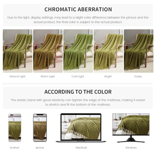 Olive Throw Blanket 50 x70 Inch Jacquard Throw Knitted Blanket (Jacquard-olive / 50"x70")