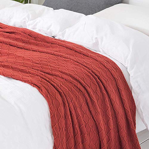 Rust Throw Blanket 50x90 Inch Boho Knitted Soft Throw Sofa Blanket (Rust / 50"x90")