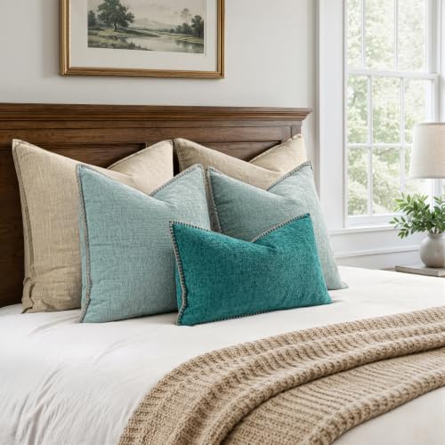 Decorative Couch Throw Pillow Covers 20x20 Inch Coastal Light Blue (Aqua Haze / 20" x 20" (Pack of 2))