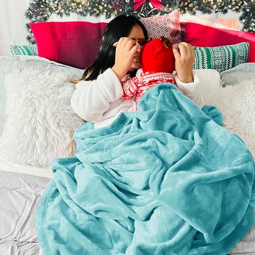 GentleSoft Fleece Throw Blanket for Couch River Blue (River Blue / Throw (50" X 60"))