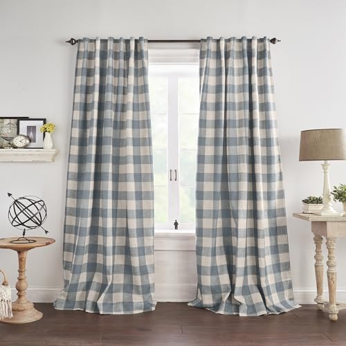 Grainger Buffalo Check Blackout Window Curtain (Chambray / 52"W x 95"L (Pack of 1))