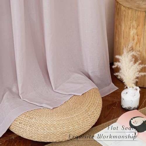 Blush Pink Linen Curtains for Kitchen (Blush Pink / 55"W x 92"L (Pack of 2))