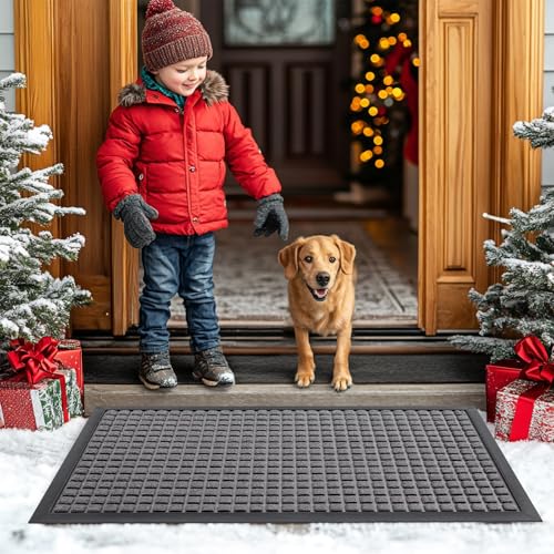 Front Door Mat Outside Entrance (Mix Grey / 59" X 23")