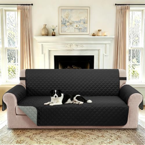 Oversized Sofa Cover for 3 Cushion (Black/Grey / Sofa Xl - Xl Large (78"))