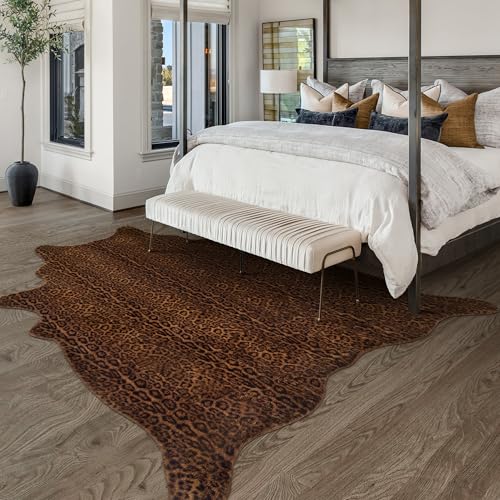 Faux Antelope Cheetah Print Rug (Dark Brown / 5'2" x 7' (Rectangular))