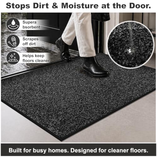Super Absorbent Front Door Mat (Anthracite Black / 4' x 6' (Rectangular))