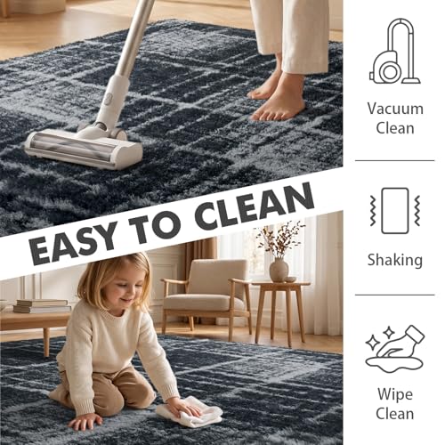 6x9 Ft Large Shag Rugs for Living Room Decor (Df Grey 5sm13 / 6' X 9' (Rectangular))