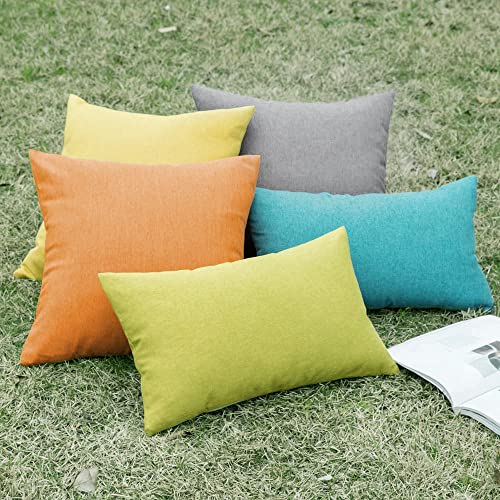 Decorative Outdoor Pillow Covers Lumbar Waterproof 12x20 Green (20" x 12" (Pack of 2) / Green)