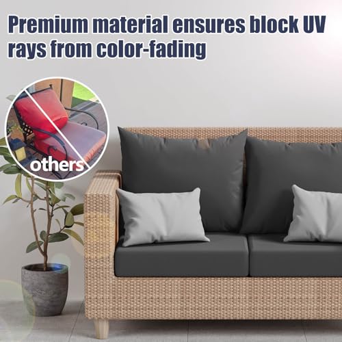 8Pcs Outdoor Cushion Covers (Medium-grey / Square-large + Quadrate)