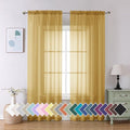 Gold Sheer Curtain 90 Inches Long 2 Panels Set (42"W x 90"L (Pack of 2) / Gold)