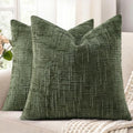 Textured Chenille Throw Pillow Covers 20x20 Set of 2 Grey Green (Neutral Green / 20" x 20" (Pack of 2))
