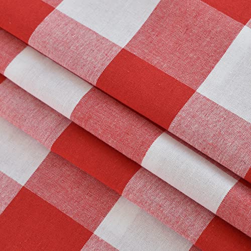 Red and White Short Curtains For Windows Treatment Buffalo Check Plaid Valances Gingham 2 Pack Tiers Rod Pocket Decor Small Curtains Over Sink For Kitchen (34"W x 16"L (Pack of 2) / Red and White)