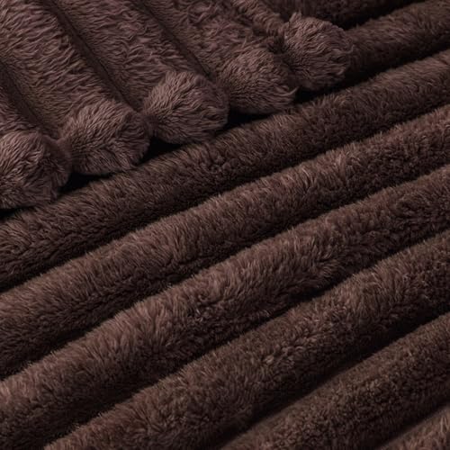 Striped Twin Size Fleece Blanket for Bed (Coffee / Twin ( 60x80 IN ))
