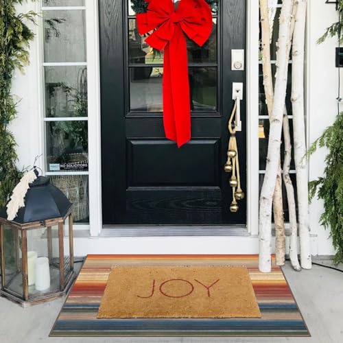 Front Door Mat Indoor Outside Entrance 2x3 Modern Ombre Rainbow Rug (Sunset Ombre - Rust/Blue / 2' x 3' (Rectangular))