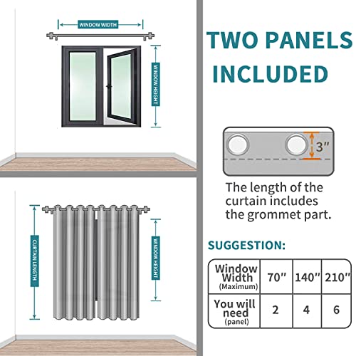 Baby Blue Blackout Curtains for Bedroom 69 Inch Long (Baby Blue / 55"W x 69"L (Pack of 2))