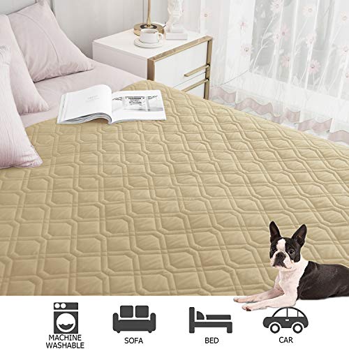 Waterproof Dog Bed Cover Pet Blanket for Furniture Bed Couch Sofa Reversible (30x53 Inch (Pack of 1) / Beige+lightgrey)