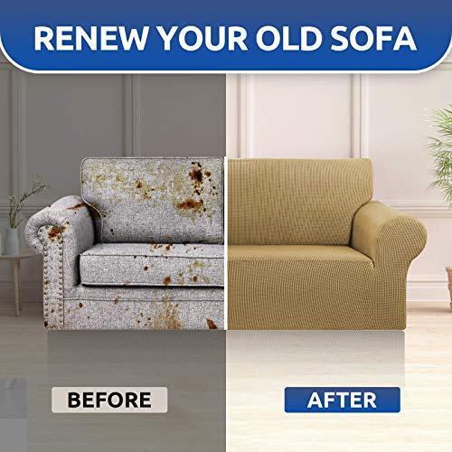 Stretch Loveseat Couch Cover (Tan / Medium)