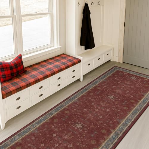 Red 2x8 Long Hallway Runner Rug (2' x 8' (Runner) / Burgundy)