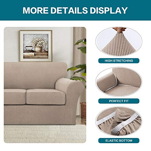 4 Piece Sofa Slipcover Sofa Covers for 3 Cushion Couch Soft Couch Cover for Dogs (Sofa (3 Cushion) / Sand)