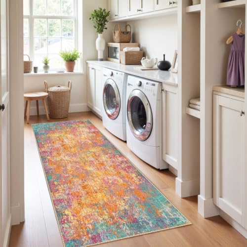 Washable Runner 2'x6' Abstract Area Rug for Hallway Starlight (Starlight / 2' x 6' (Runner))