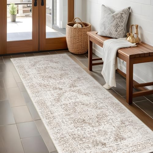 2x5 Washable Runner Rug (Ivory/Beige / 2x5)