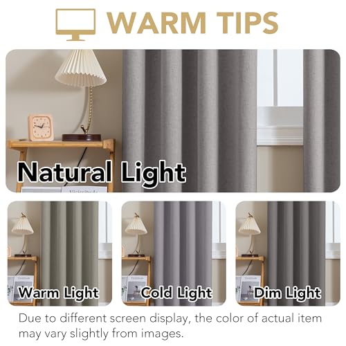 100% Blackout Linen Curtains 45" L 2 Panels Heathered Dove (Heathered Dove / 52"W x 45"L (Pack of 2))
