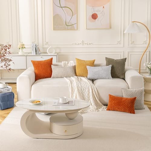 Set of 4 Dark Brown Decorative Throw Pillow Covers 16x16 Inch Corduroy Pillow Covers for Bed Couch Sofa Living Room Soft Square Cushion Cases (Dark Brown / 16" x 16" (Pack of 4))