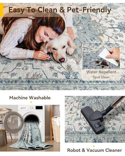 Washable Area Rug (Blue/White/Gray / 3' x 6' (Rectangular))