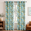 Green Floral Curtains 84 Inches Long Vintage French Country Grommet Botanical Hummingbird Woodland Jungle Victorian Patterned Mint Green Lemon Drapes for Bedroom Dining Living Room (Mint Green / 52"W x 84"L (Pack of 2))