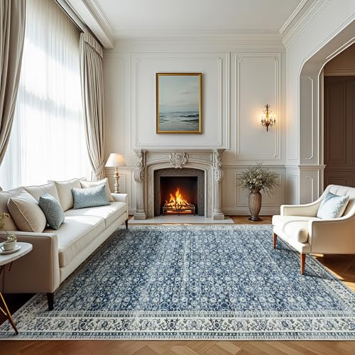 8x10 Boho Washable Area Rugs for Living Room (8' x 10' (Rectangular) / White-blue-yellow-green)